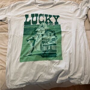 Lucky Graphic Tee - White with Green Print